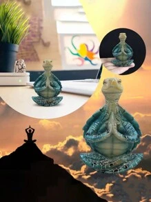 1 件冥想海龟雕像，适用于宁静的花园、瑜伽装饰、创意礼物、派对礼品、家居和房间装饰 - 彩色 - 查看 3