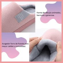 Plush Slippers Keep Warm Soft And Comfortable Unisex - Pink - View 3