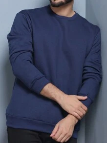 Men Sweatshirts - Navy Blue - View 3