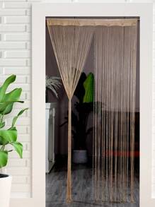 1pc Straight Beaded Curtain With Earth Design, Doorway Divider Curtain With Tassel For Home Or Shop Decoration - Champagne - View 2
