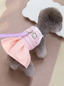 1pc Pet Cat Embroidery Cute Suspender Dress - Pink - View 3