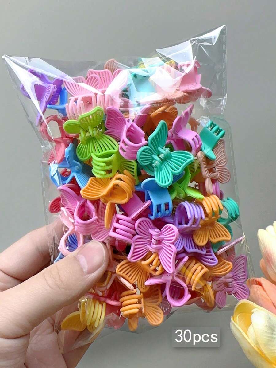 30pcs Cute Flower, Star, & Square Shape Hair Clips For Women,Hair Accessories,Hair Claw,Claw Clips,Hair Clutch,Hair Jaw Clip Fall Winter For Vacation Outfits Woman Summer - Multicolor - View 1