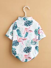 1件夏威夷印花可爱宠物T恤，适合猫咪和小型犬 - 彩色 - 查看 1