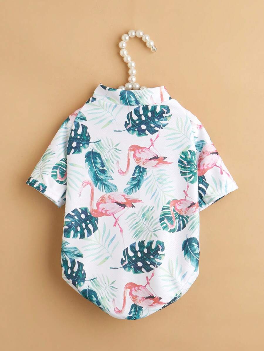 1件夏威夷印花可爱宠物T恤，适合猫咪和小型犬 - 彩色 - 查看 1