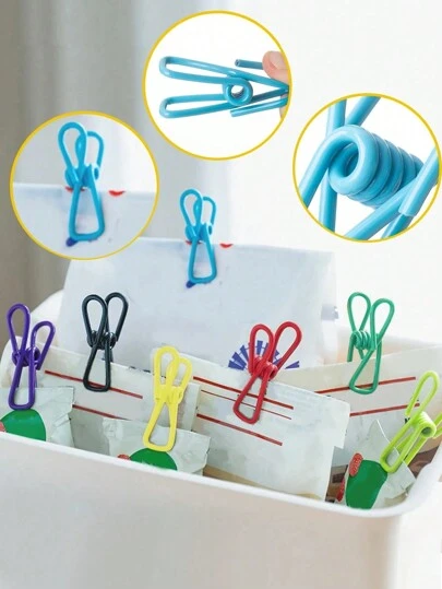 1/10pcs Random Colors Cute Household Clips For Drying Clothes And Socks, Sealing Grocery Bags, Making Photo Walls, Christmas Decorations