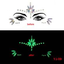 1pc  Face 3d Rhinestone Temporary TattooSticker, One Glow In The Dark For Cosplay,Party Decoration