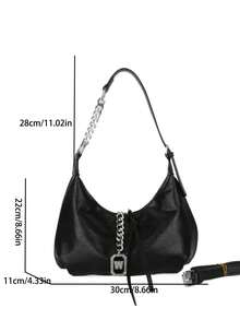 High-End Black Patent Leather Large Capacity New Style Chain Bag For Women, Shoulder/Crossbody/Handbag - Black - View 6