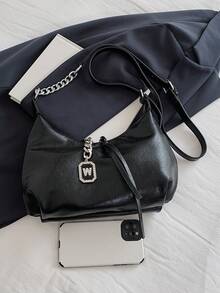 High-End Black Patent Leather Large Capacity New Style Chain Bag For Women, Shoulder/Crossbody/Handbag - Black - View 3