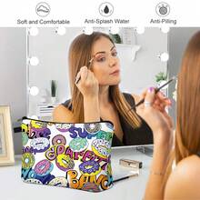 Cosmetic Bag For Women,Small Makeup Pouch Travel Bags For Toiletries Organizer Pouches With Zipper Stylish Waterproof Makeup Bags Printed Pattern - Multicolor - View 6