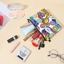 Cosmetic Bag For Women,Small Makeup Pouch Travel Bags For Toiletries Organizer Pouches With Zipper Stylish Waterproof Makeup Bags Printed Pattern - Multicolor - View 4