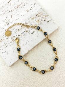 Mazuer 1 件复古时尚女士不锈钢深蓝色眼球网球手链，适合约会、节日、派对、日常通勤的礼物 - 彩色 - 查看 4