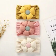 6 cái/bộ Màu sắc tùy ý Em bé Dây buộc tóc , Mềm mại Co giãn Nylon Knotted Băng đô cài tóc Với Hoa Đồ trang trí - Nhiều màu - Xem 2