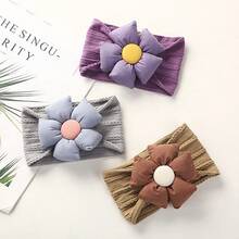 6 cái/bộ Màu sắc tùy ý Em bé Dây buộc tóc , Mềm mại Co giãn Nylon Knotted Băng đô cài tóc Với Hoa Đồ trang trí - Nhiều màu - Xem 4