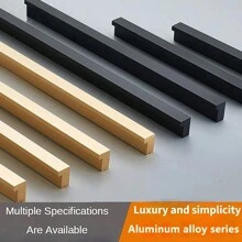 1 Miếng Đen Vàng Hiện đại Tủ Phòng bếp Phần cứng Tủ Tủ đóng tường Kéo L Quán bar Hợp kim nhôm Tủ Ngăn kéo Núm Hộp Xử lý - màu đen - Xem 1