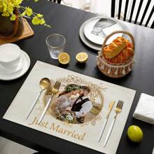 1pc Diy Customized Printed Placemat, Create Your Own Romantic Design For Wedding Or Anniversary Gift