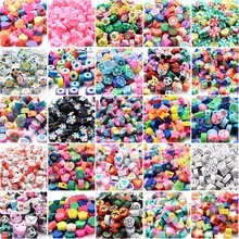 1 Paquete De 50 Piezas De Cuentas Fimo Arco Iris De 10 Mm Con Frutas, Mariposas Y Patrones De Flores Para Hacer Joyas Diy - Multicolor - Ver 5