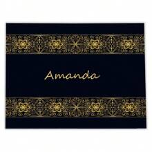 1pc Custom Text Insulated Placemat, Single-Sided Printed Linen With Gold Pattern, Suitable For Table Decoration, Housewarming Gift, Festival Gift - Gold - View 5