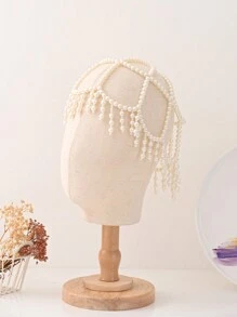 Băng đô tua rua rỗng đính cườm ngọc trai thanh lịch dành cho nữ, hoàn hảo để trang trí tiệc múa bụng, mũ cô dâu, phụ kiện cưới, thích hợp cho cô dâu, phù dâu, tiệc tùng, lễ hội, biểu diễn, đám cưới, ngày lễ, bữa tiệc, lễ hội, sân khấu và các dịp khác. - trắng - Xem 7