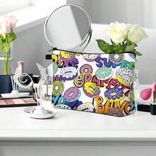 Cosmetic Bag For Women,Small Makeup Pouch Travel Bags For Toiletries Organizer Pouches With Zipper Stylish Waterproof Makeup Bags Printed Pattern - Multicolor - View 8