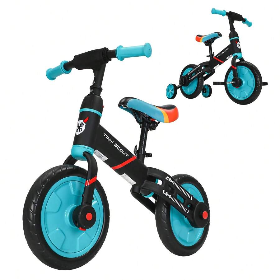 UBRAVOO Tiny Scout Balance Bike For Kids From 3 4 5 Years, 4-In-1 Toddler Bike From 3 Years With Optional Support Wheels And Pedals, Sporty Frame, 28 Cm Wheels, Saddle Height Adjustable - 藍色 - 查看 1