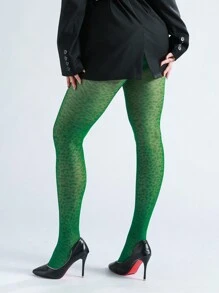 1 Quần Tất 30d Họa Tiết Da Báo, Quần Tất Phù Hợp Cho Xuân Hè - màu xanh lá - Xem 2