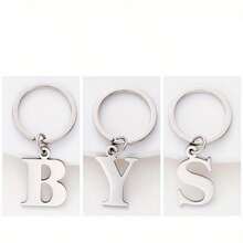 1 Miếng Không giới tính Đúng mốt Thép không gỉ Thiết kế chữ cái Móc chìa khóa , Qủa tặng Đối với Bạn Như Cái túi Vòng chìa khóa Phụ kiện - Bạc - Xem 1