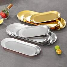 1個金色不銹鋼燒烤盤,鏡面光澤,可放入洗碗機,多功能零食、甜點、蔬菜餐盤,廚房必備品