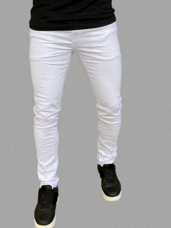 MYSELF - CALÇA JEANS MASCULINA BRANCA COM ELASTANO.