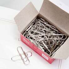 1pc/Box Convenient Office & Study Use Paper Clip, 100pcs/Box Back To School - Silver - View 1