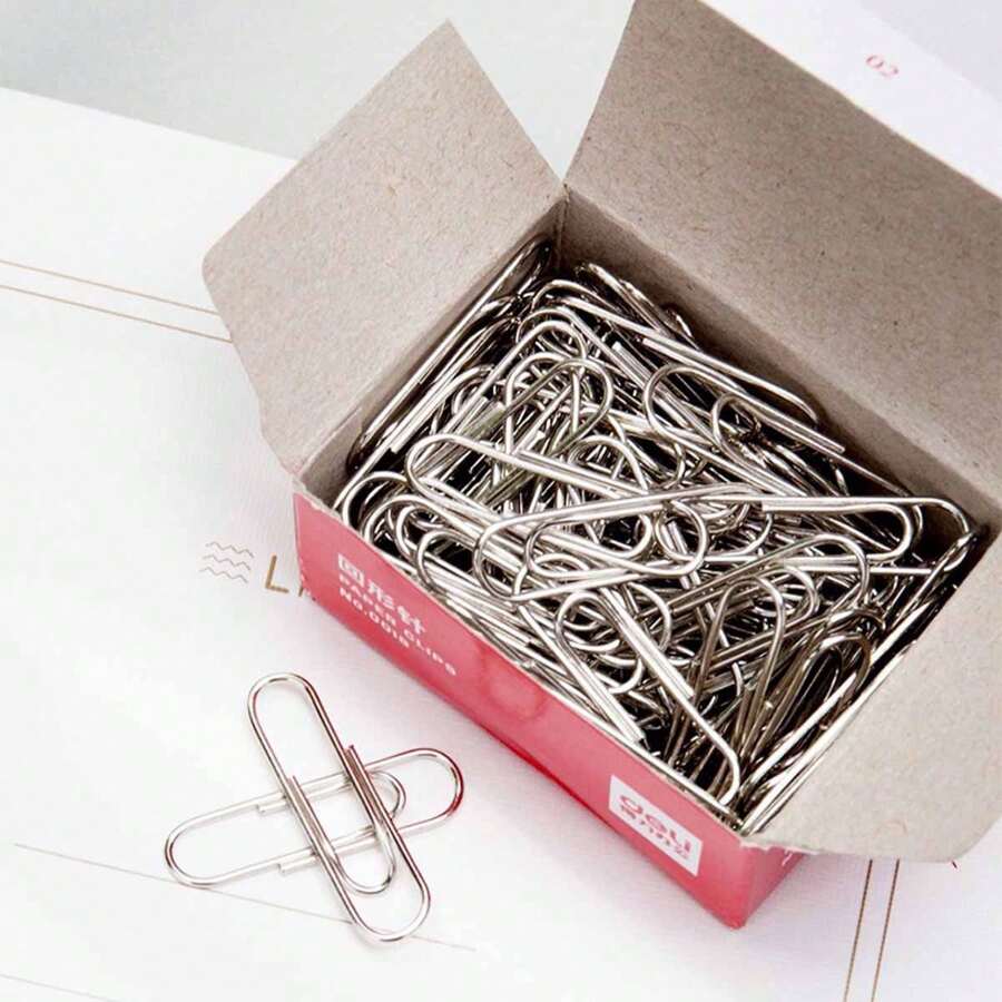 1pc/Box Convenient Office & Study Use Paper Clip, 100pcs/Box Back To School - Silver - View 1
