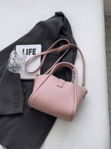 1 件时尚简约锁扣仿皮女士手提包，可作为单肩包、斜挎包或手提包使用。包括一条围巾，适合日常使用，时尚蝴蝶结女士钱包