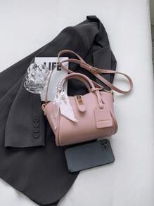 1 件时尚简约锁扣仿皮女士手提包，可作为单肩包、斜挎包或手提包使用。包括一条围巾，适合日常使用，时尚蝴蝶结女士钱包