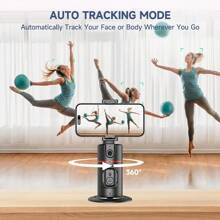 AXNEN 1 pieza Soporte de teléfono con seguimiento automático de rostro mejorado, trípode con seguimiento automático de rostro, control remoto de cámara, palo de selfie inteligente portátil integrado, soporte de cámara robot con rotación de 360° y seguimiento rápido de rostro y objetos, adecuado para transmisión en vivo de teléfonos inteligentes, compatible con iPhone 14/13/12/11 Pro/XS - Negro - Ver 4