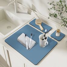 3pcs/Set Solid Color Silicone Diatomite Splash-Proof Pad For Home Kitchen, Coffee Machine, With Velvet & Rubber Material, Large Pad+Single Cup Pad+Double Cup Pad, 40*50cm+14*14cm+14*30cm - Khaki - View 8