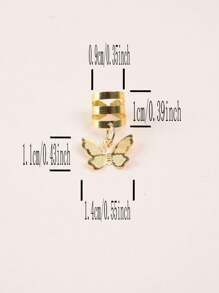 16pcs Butterfly Shaped Aluminum Hair Rings Punk Hair Loop Party Accessories - Gold - View 2