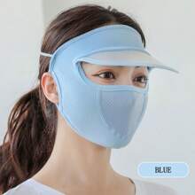 1 Pc Spring/Summer Sun Protection Face Mask, UV Blocking, Breathable Mask With Brim, Unisex Outdoor Cycling Sun Mask, Ice Silk Full Face Windproof Mask, Integrated Mask & Cap Design - Multicolor - View 6