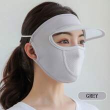 1 Pc Spring/Summer Sun Protection Face Mask, UV Blocking, Breathable Mask With Brim, Unisex Outdoor Cycling Sun Mask, Ice Silk Full Face Windproof Mask, Integrated Mask & Cap Design - Multicolor - View 5