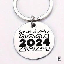 1入刻字不銹鋼圓標籤班級鑰匙鍊,同學和朋友禮物,2024畢業季禮物 - 彩色 - 查看 7