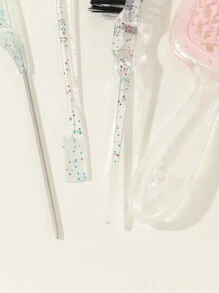 4pcs Hair Styling Brush Set, Includes Glossy Volumizing Comb, Pointed Tail Comb, Edge Comb, Double-Sided Pointed Tail & Edge Control Comb, For Parting, Back-Brushing, Detangling, Smooth Hairstyling, Hair Massage Quick-Dry Honeycomb Tangle-Free Straight Hair Styling Hollow Comb, Hair Brush/Comb, Hair Brush/Comb - Multicolor - View 6