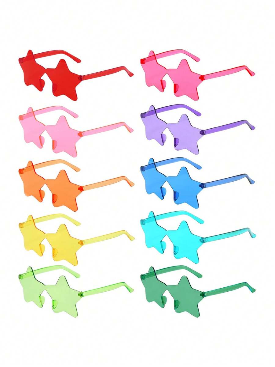 15/10/5/1 pezzo - Occhiali trasparenti senza montatura a forma di stella a cinque punte, in colori caramella, perfetti per feste in piscina, spiaggia, feste di compleanno, carnevale, eventi divertenti o come gadget, (colori assortiti)