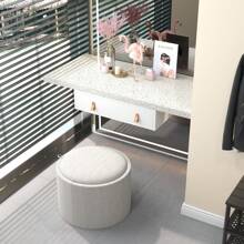 HOMCOM Round Storage Ottoman Coffee Table With Flip Top Tray, Gray Back To School Dormitory Storage - Light Grey - View 4