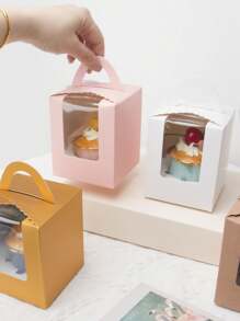 10 chiếc/20 chiếc/30 chiếc Hộp đựng bánh cupcake giấy ngày lễ tình nhân có cửa sổ trưng bày, túi đựng bánh cupcake đơn, giấy lót bánh cupcake dùng một lần có chèn và tay cầm, thích hợp cho tiệm bánh, đám cưới, tiệc mừng em bé, sinh nhật, tiệc tùng, ngày lễ và lễ kỷ niệm - Giấy - Xem 6