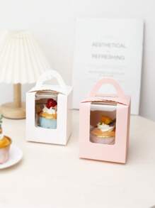 10 chiếc/20 chiếc/30 chiếc Hộp đựng bánh cupcake giấy ngày lễ tình nhân có cửa sổ trưng bày, túi đựng bánh cupcake đơn, giấy lót bánh cupcake dùng một lần có chèn và tay cầm, thích hợp cho tiệm bánh, đám cưới, tiệc mừng em bé, sinh nhật, tiệc tùng, ngày lễ và lễ kỷ niệm - Giấy - Xem 3