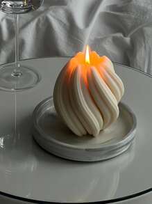 1 pièce Moule de bougie en silicone à pilier rotatif 3D, moule de bougie à vagues géométriques pour l'art abstrait DIY de savon, de résine, de plâtre et de décoration d'intérieur
