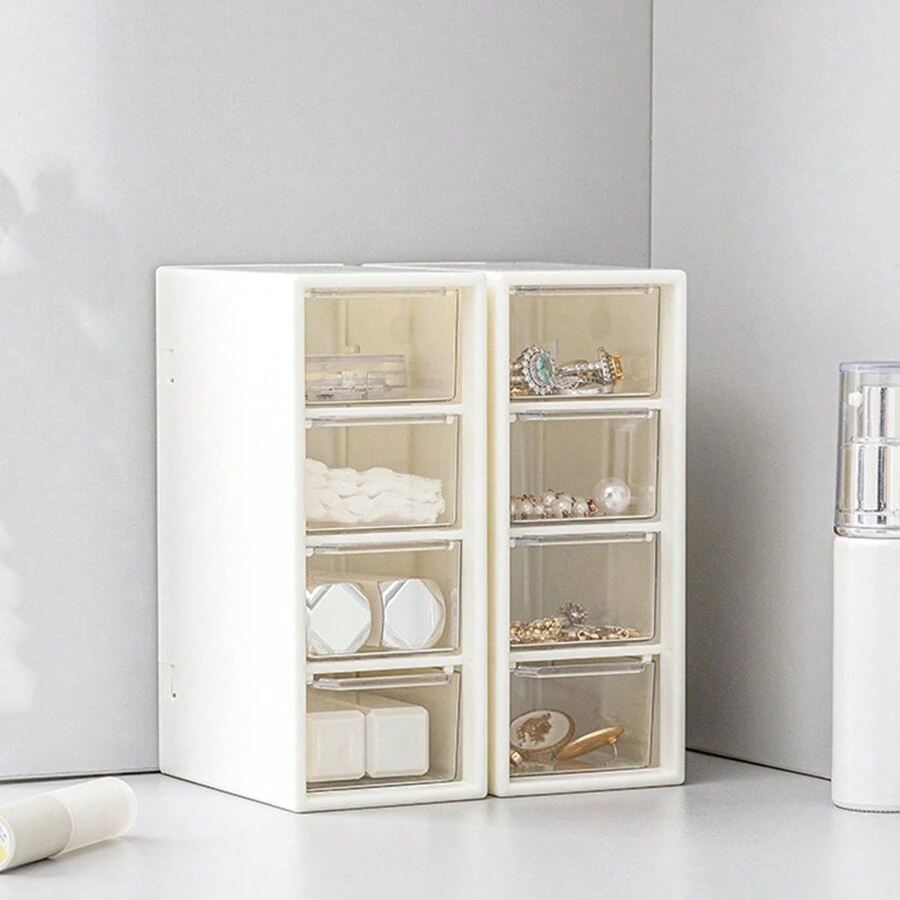 1 件桌面抽屉式分隔防尘收纳盒，用于口红、清洁棉签、卸妆棉和珠宝，适用于家庭房间装饰包、房间装饰、包、化妆包、梳妆台、旅行、化妆包、旅行必需品、收纳包、收纳、旅行必需品、化妆品收纳包、化妆包、化妆品收纳包、收纳包、洗漱包、桌面收纳包、化妆包、化妆收纳、梳妆配件、化妆包、化妆包、珠宝盒、小袋、化妆刷架、刷子架、香水收纳包、小袋 - 白色 - 查看 1