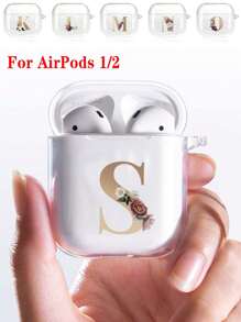 苹果硅胶耳机盒兼容 Airpods 1、2 印刷金色字母无线蓝牙耳机充电盒保护套 - AirPods 1st / 2nd (Clear) - 查看 9