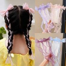 Bowknot Hair Accessory Hairclips Braided Hair Decorations With Streamers - Blue - View 2