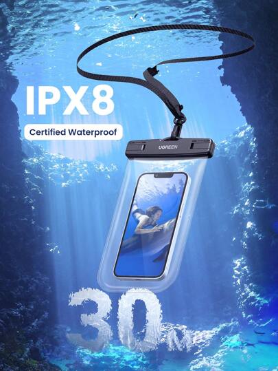 UGREEN 7.2inch Waterproof Dry Bag For Android Cellphone Compatible With IPhone 15 Pro Max Compatible With Samsung S24/23/22 For Summer Holiday, Diving, Swimming, Beach Phone Case