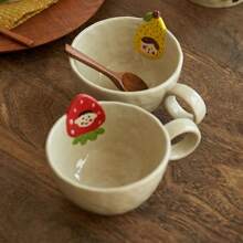 Korean Style Cute Bear Waist Ceramic Mug With Creative Cartoon Print For Coffee, Milk, Tea, Perfect Gift For Friends' Kids' Birthday, Office Use - Multicolor - View 2