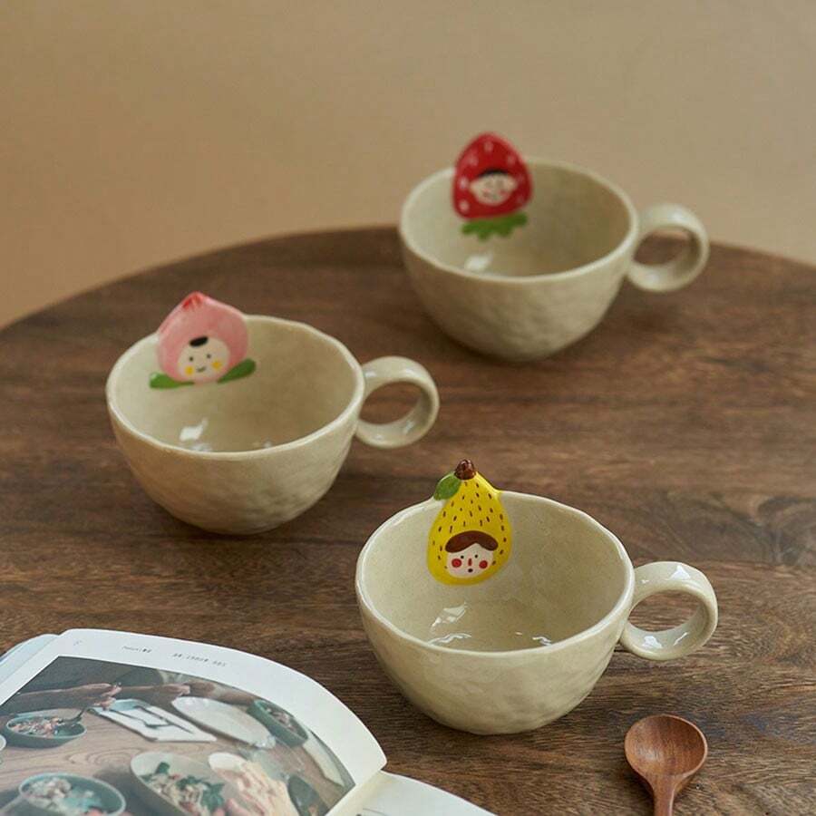 Korean Style Cute Bear Waist Ceramic Mug With Creative Cartoon Print For Coffee, Milk, Tea, Perfect Gift For Friends' Kids' Birthday, Office Use - Multicolor - View 1